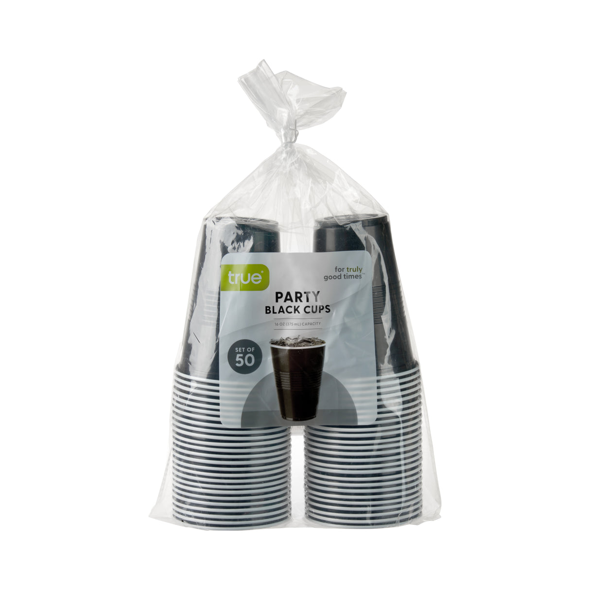 Party 16 oz Plastic Cups in Black, Set of 50
