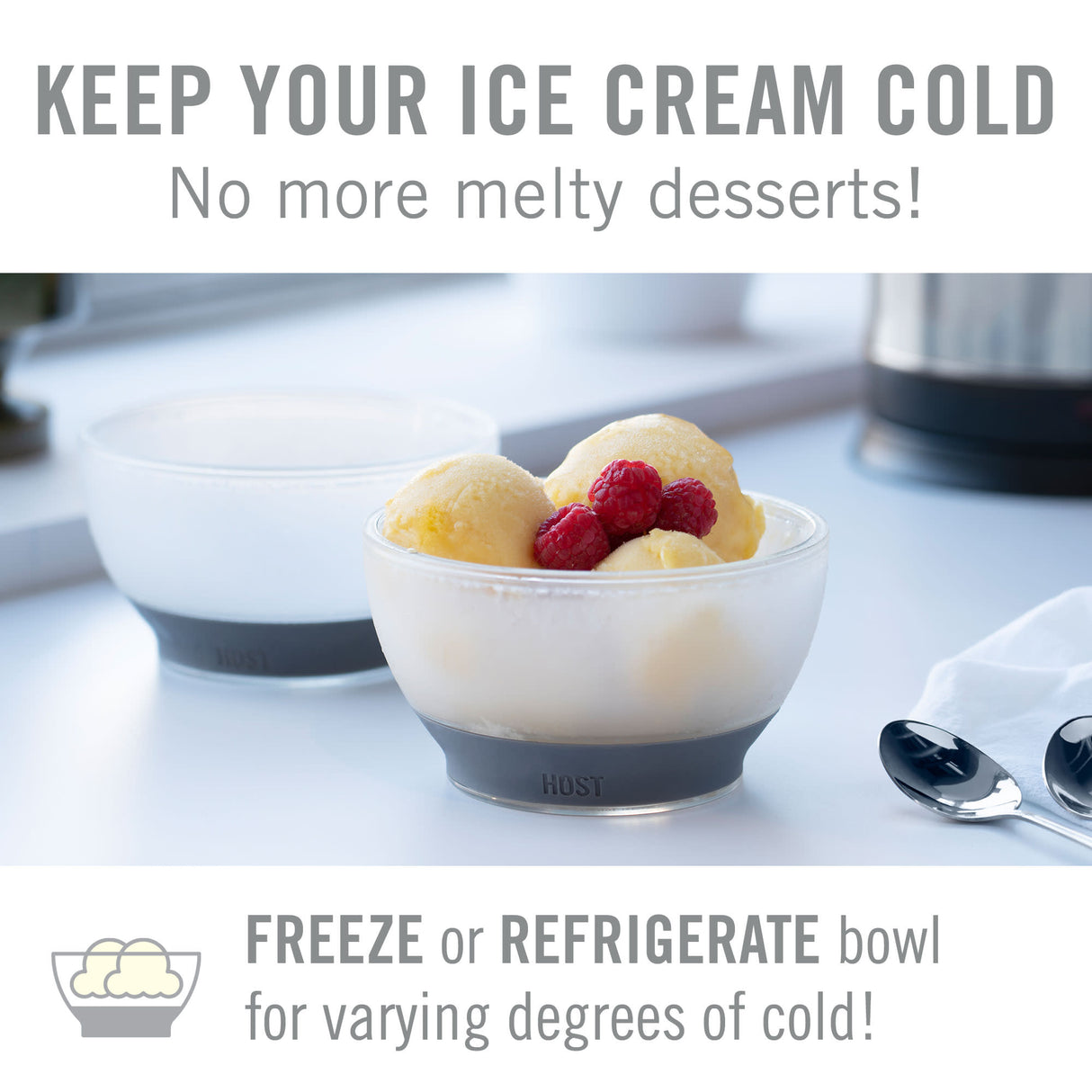 Ice Cream FREEZE Cooling Bowl in Gray, Set of 2
