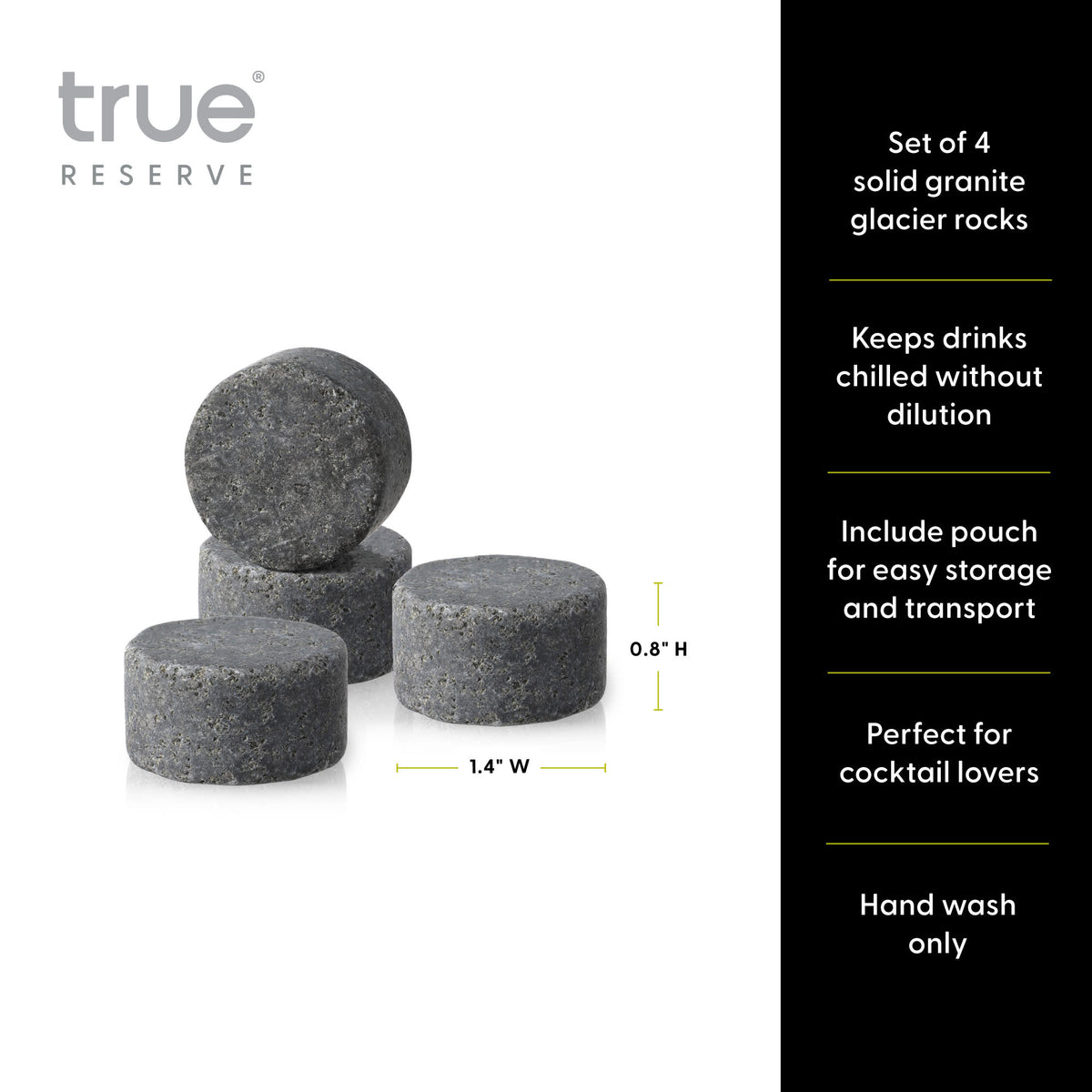 Glacier Rocks Whiskey Stones, Set of 4