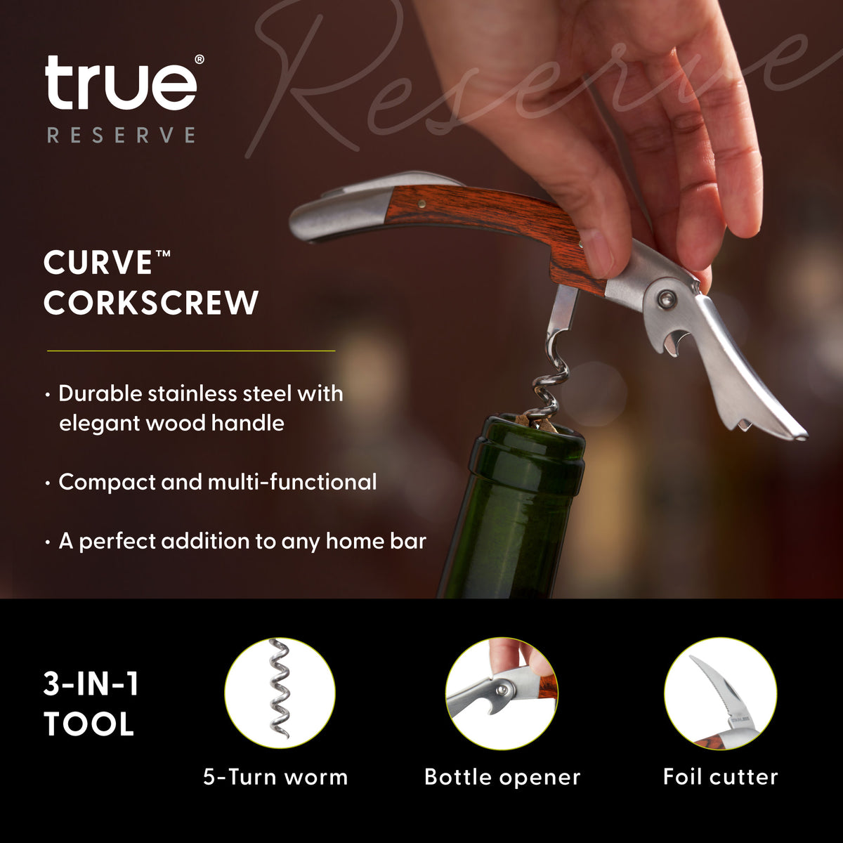 Curve Wood Waiter's Corkscrew