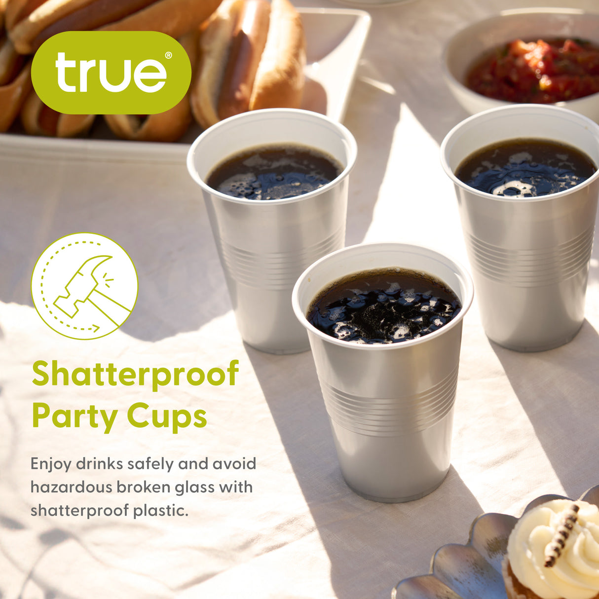 Party 16 oz Plastic Cups in Silver, Set of 24