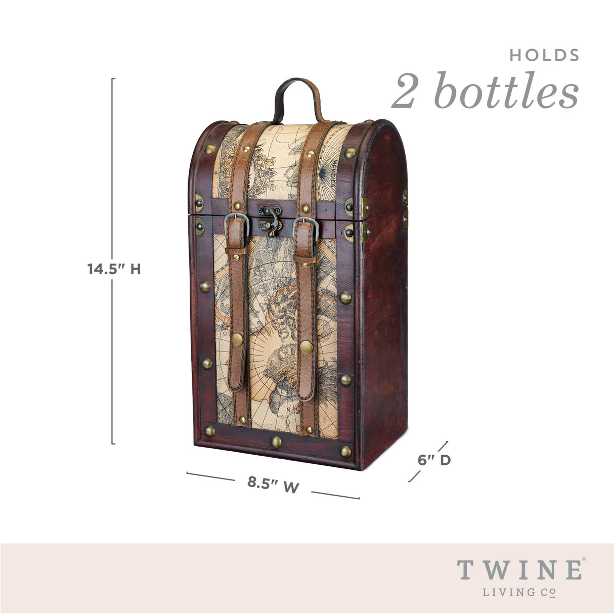 Two Bottle Old World Wooden Wine Box