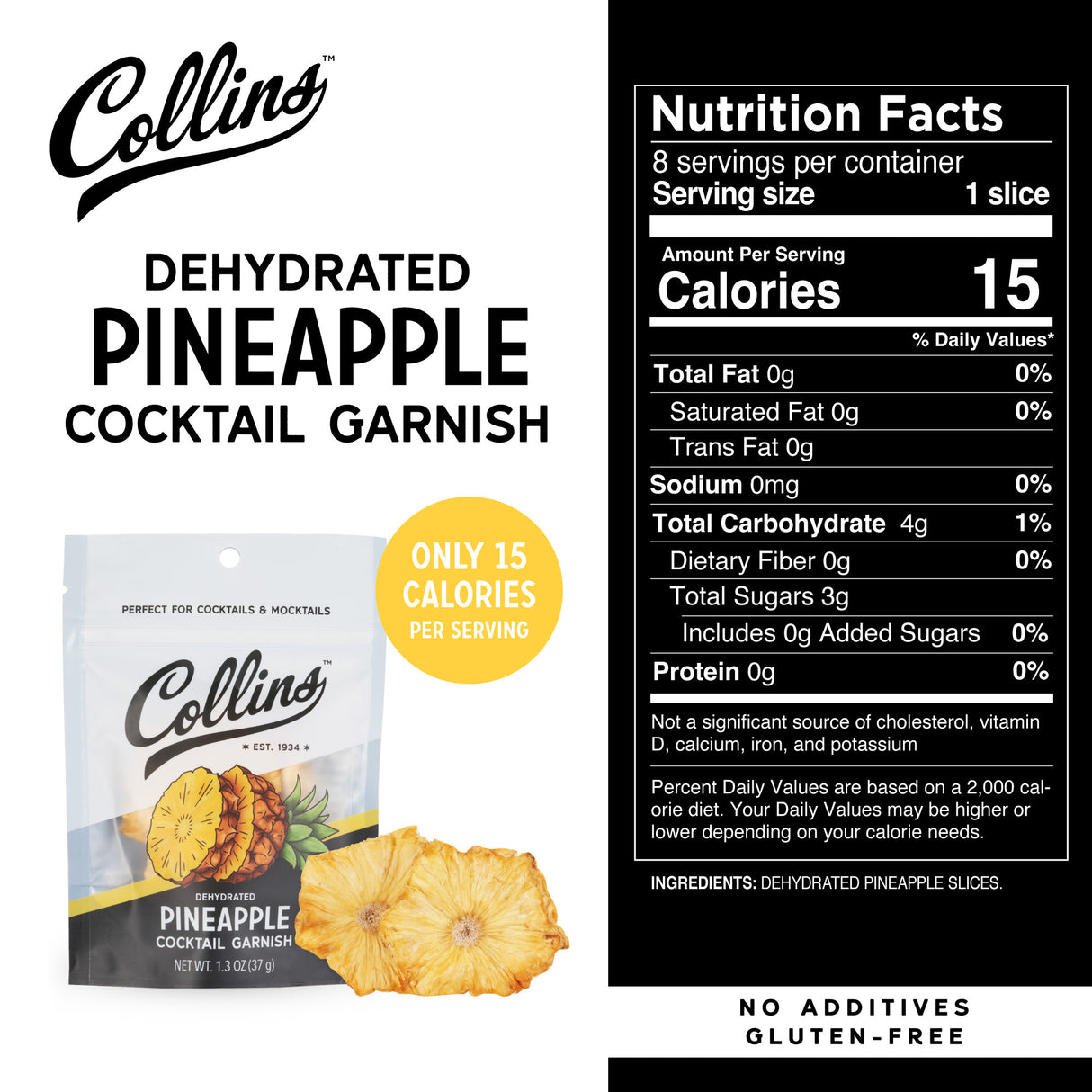 Dehydrated Pineapple Cocktail Garnish, 1.3 oz