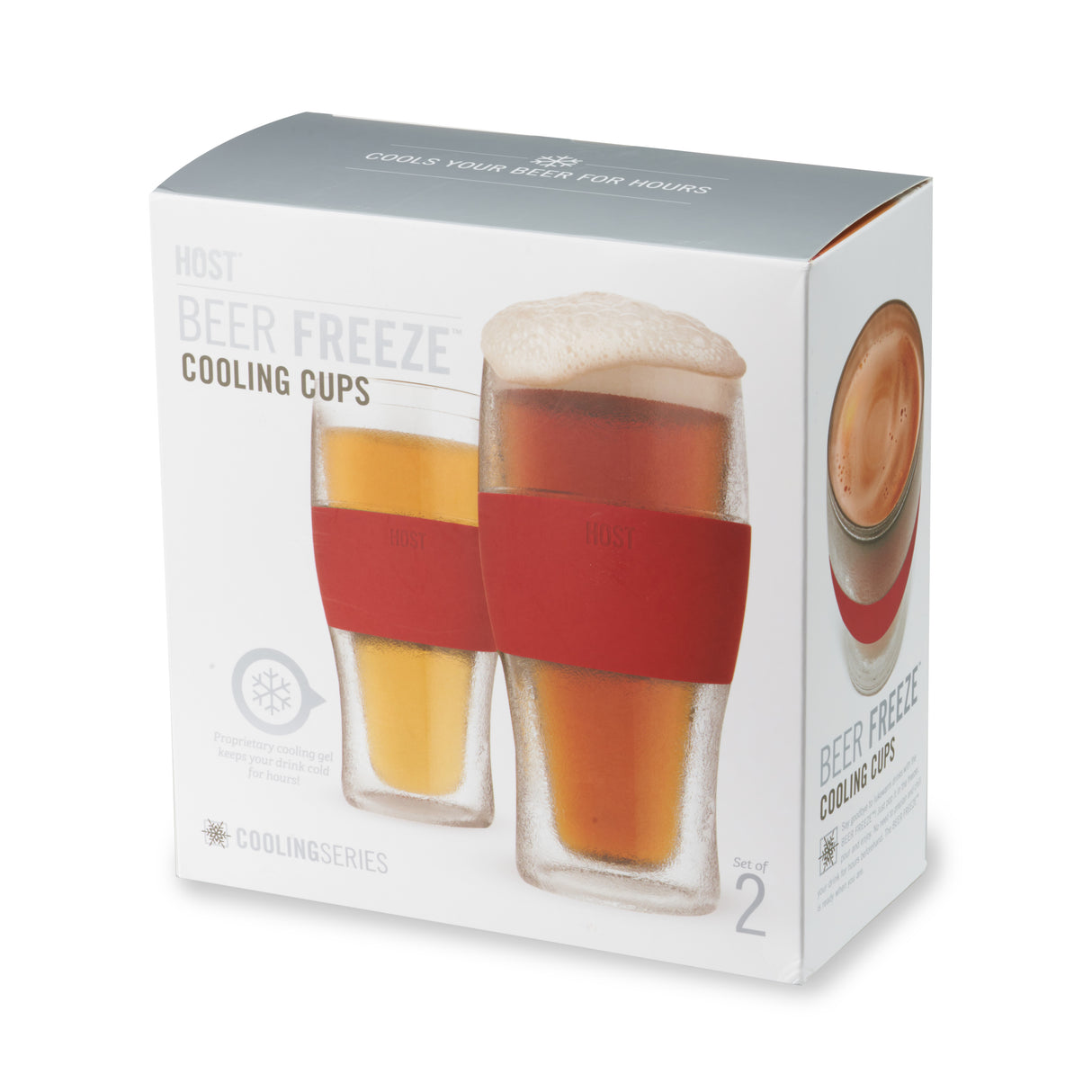Beer FREEZE Cooling Cup in Crimson Red, Set of 2
