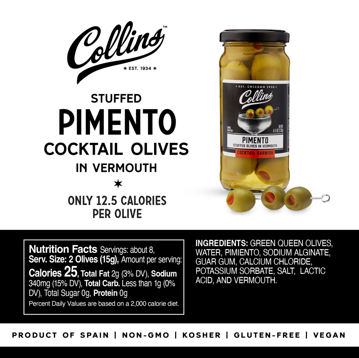Pimento Stuffed Olives in Vermouth , 4.5 oz