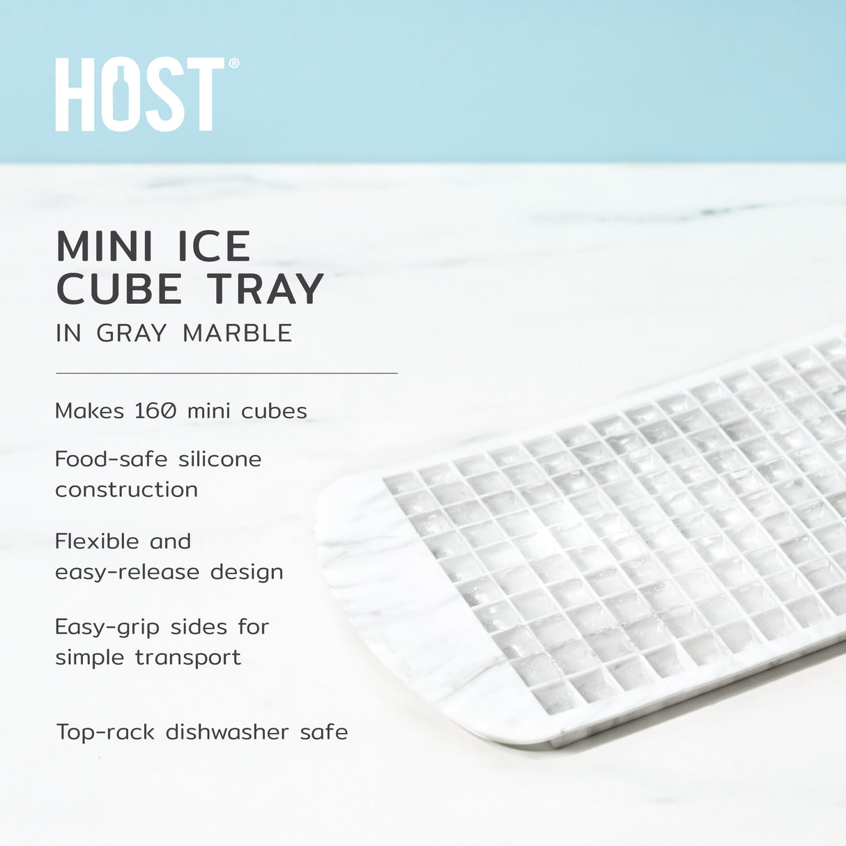 Mini Ice Cube Tray in Gray Marble