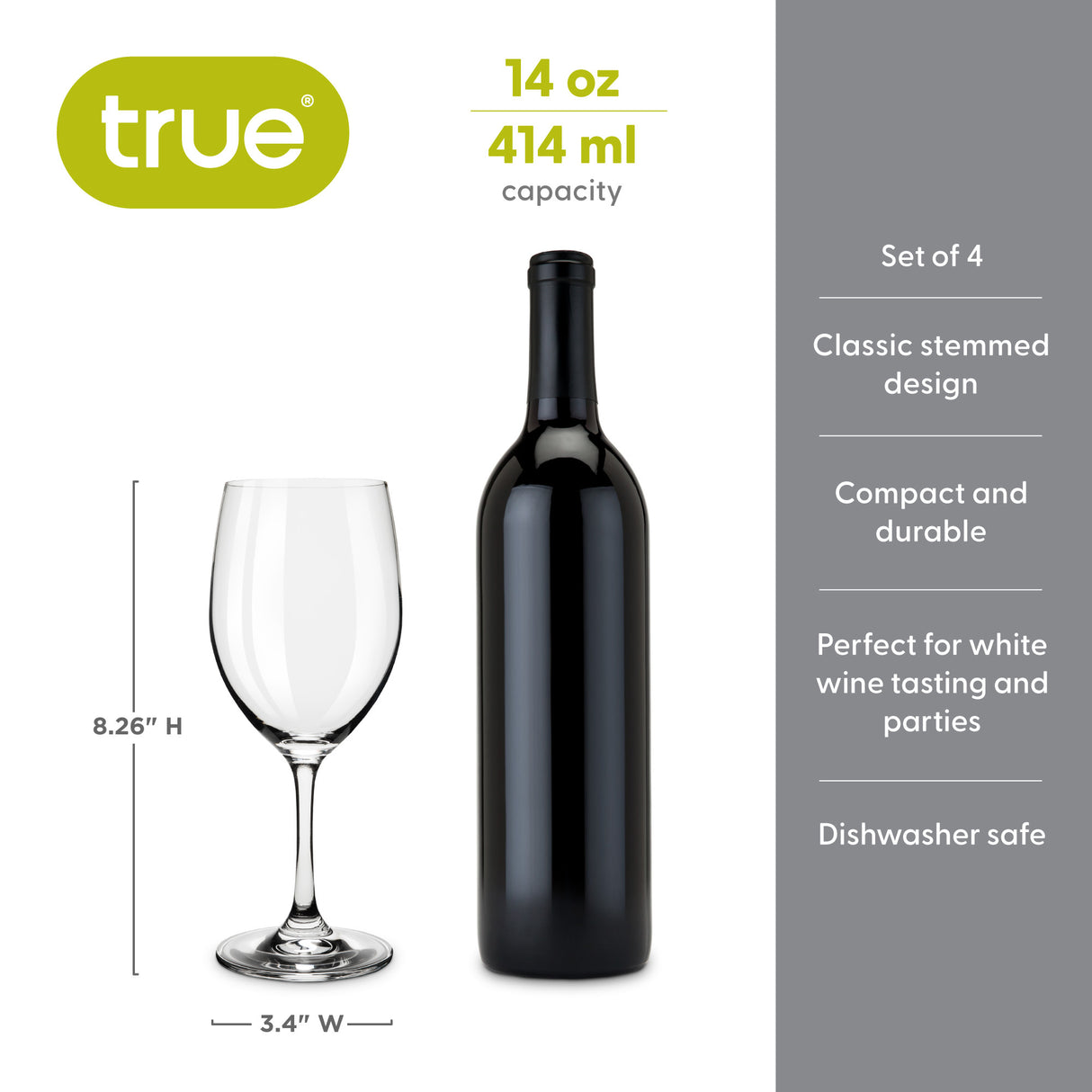 Estate 14 oz White Wine Tasting Glass, Set of 4