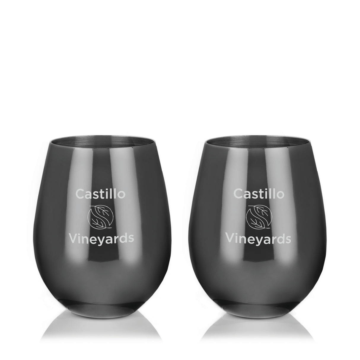 Warren Stemless Wine Glasses in Gunmetal, Set of 2