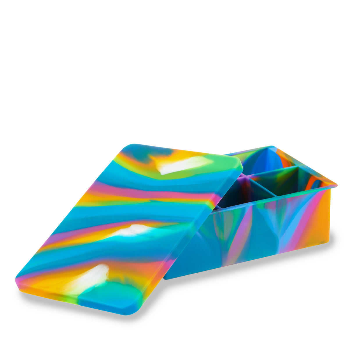 2" Ice Cube Tray with Lid in Colored Marble