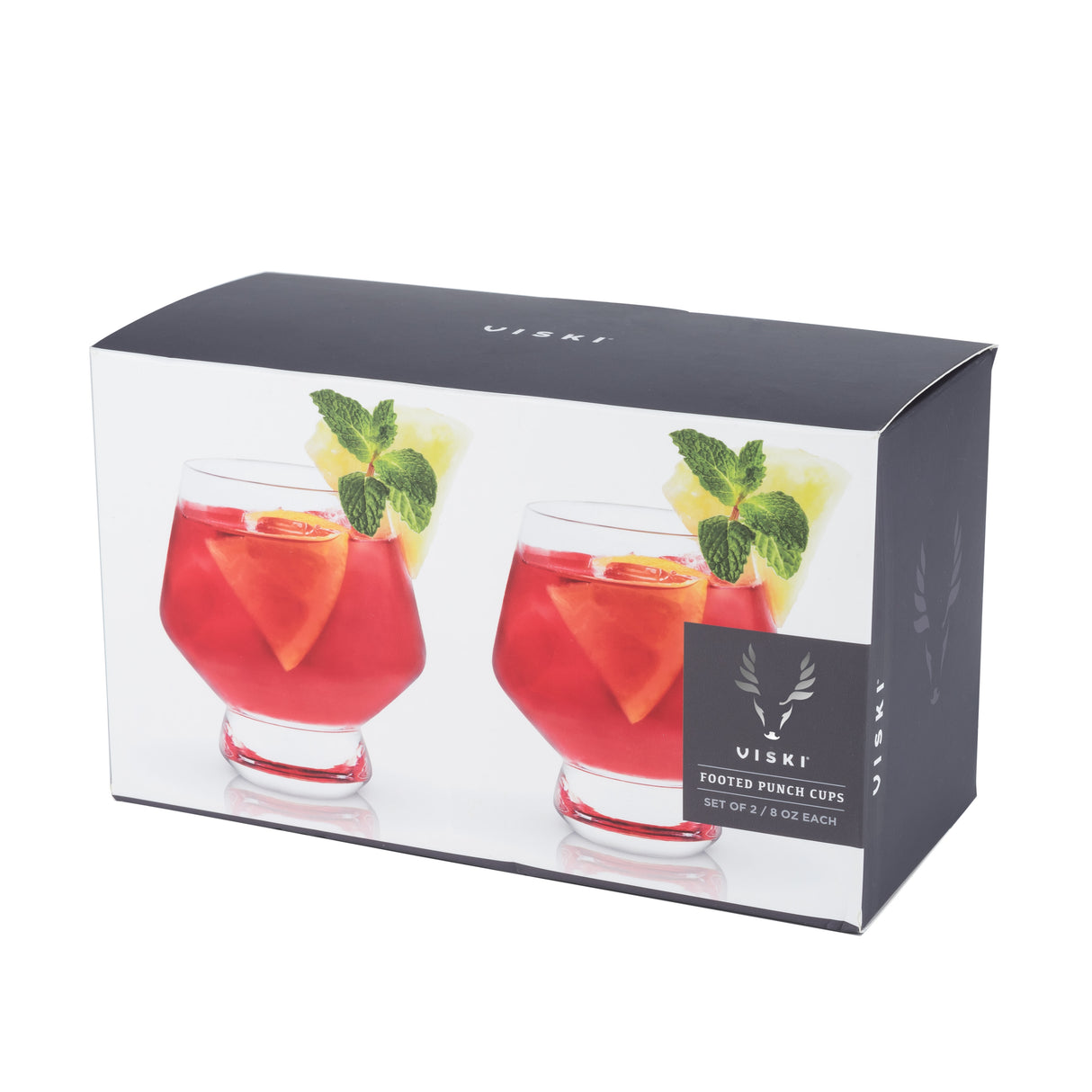 Raye Footed Crystal Punch Glasses, Set of 2
