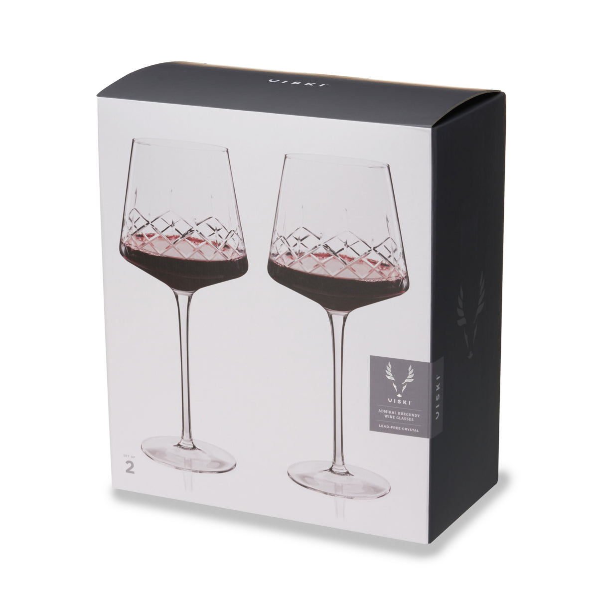 Admiral Crystal Burgundy Wine Glasses, Set of 2