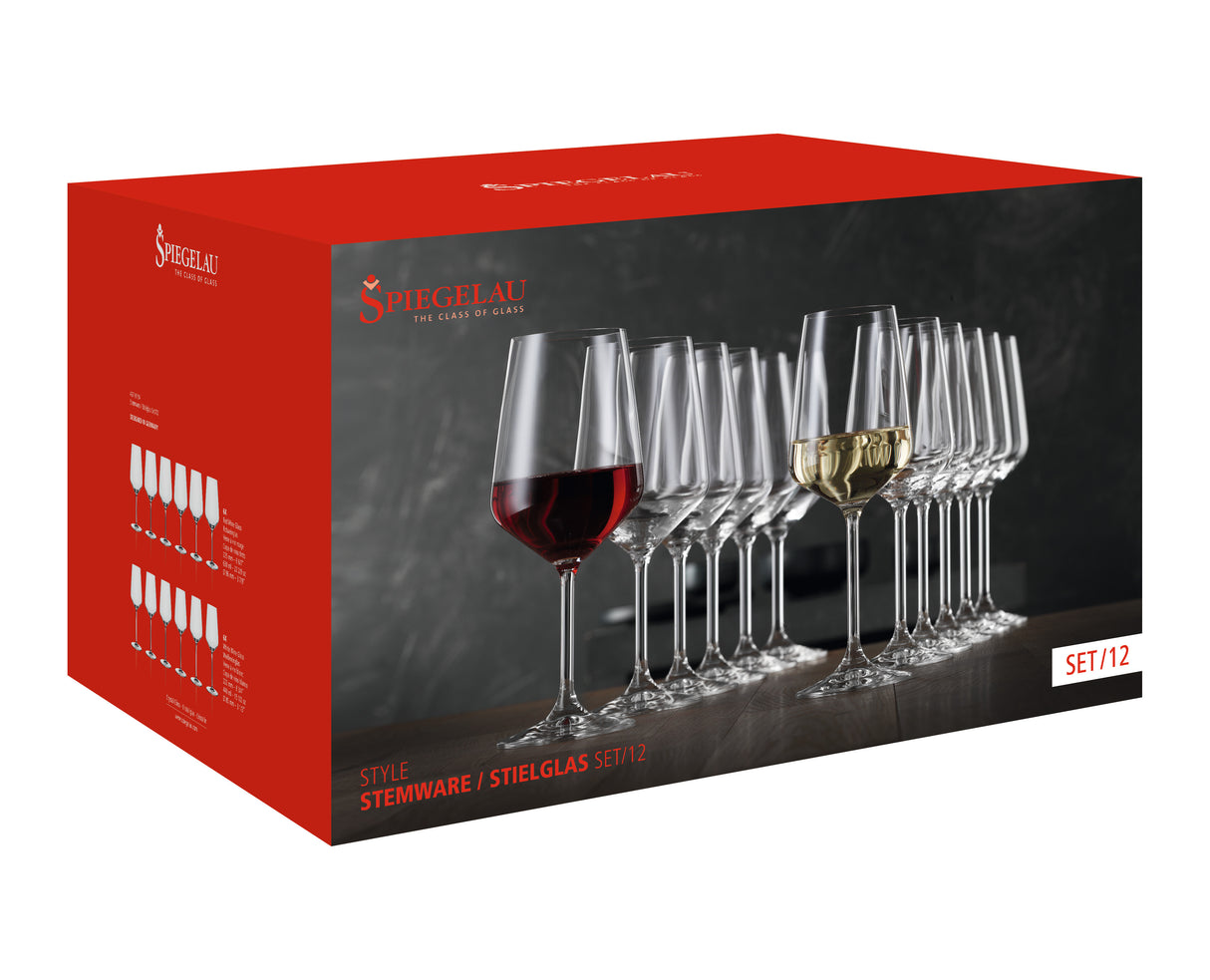 Style Red and White Wine Glasses, Set of 12