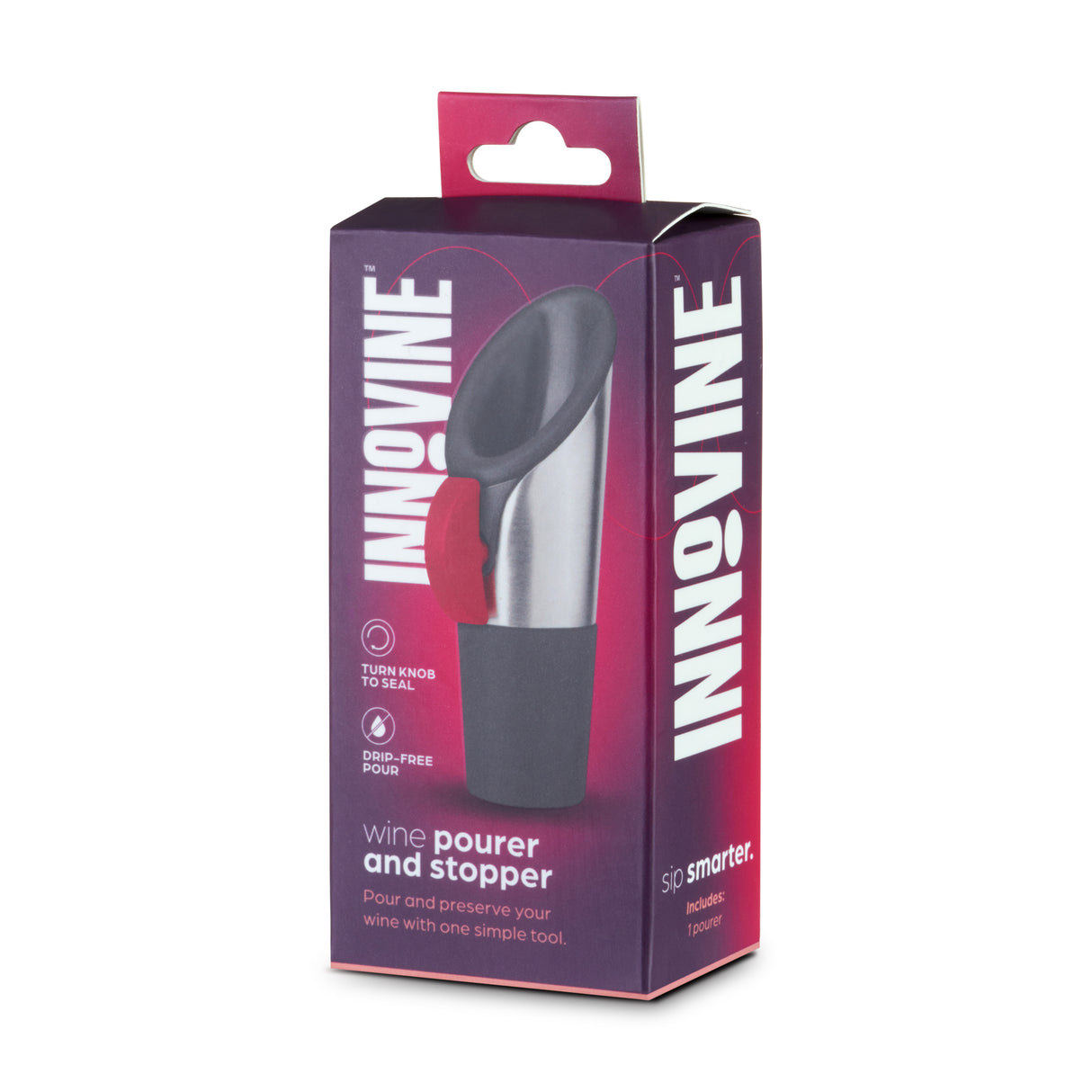 Wine Pourer and Stopper in Raspberry