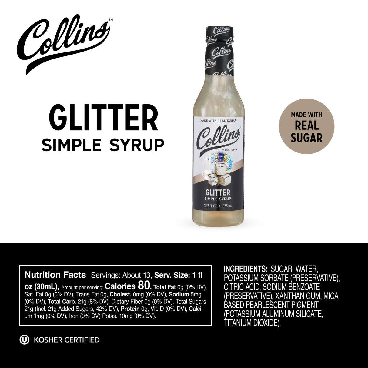 Glitter Simple Syrup, 12.7 oz