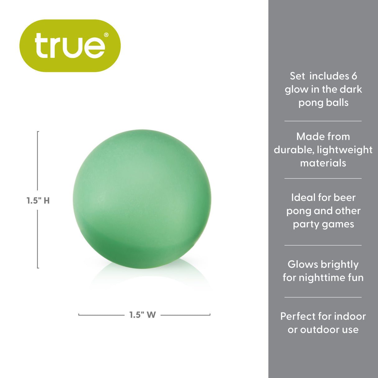 Glow in the Dark Pong Balls, Set of 6