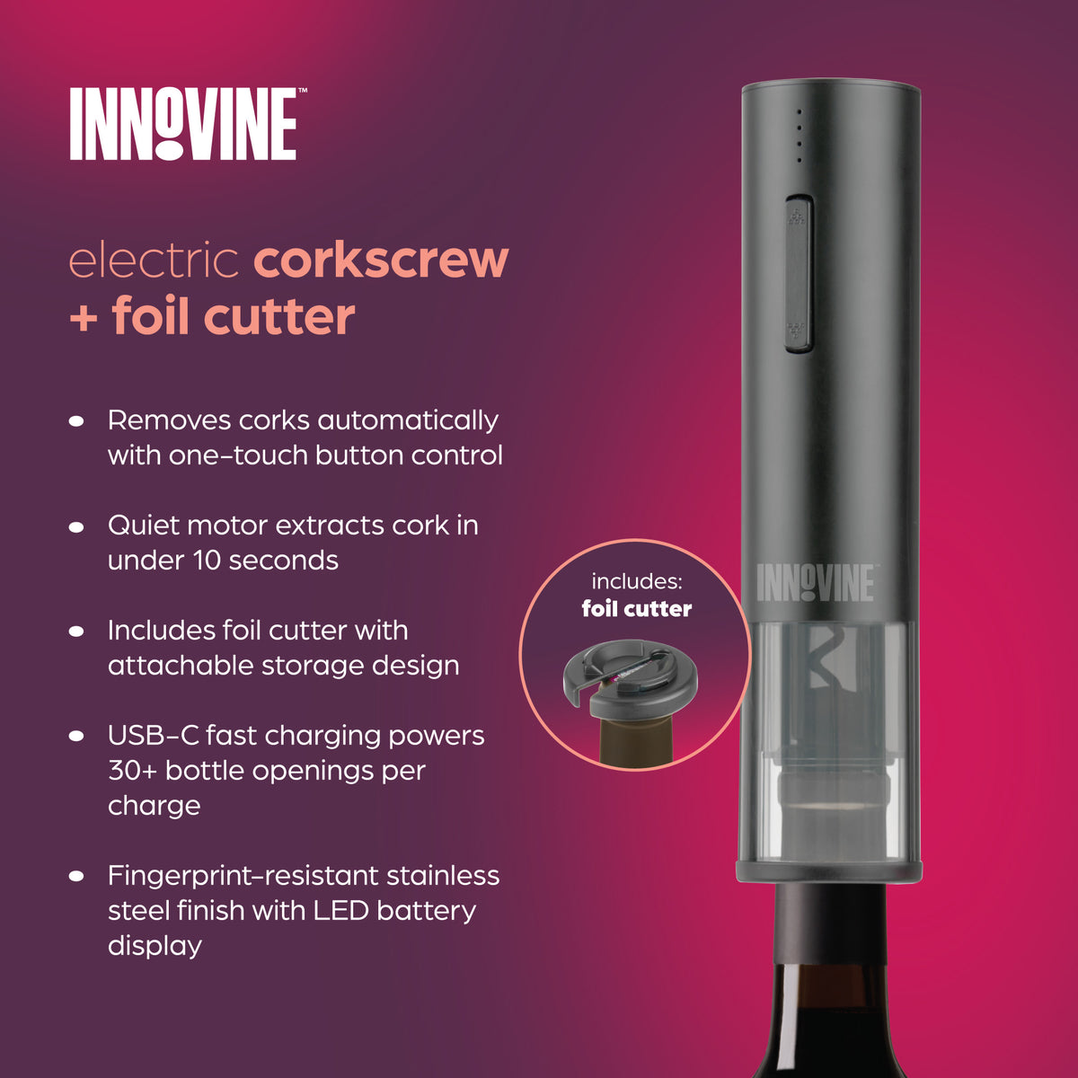 Electric Corkscrew with Foil Cutter