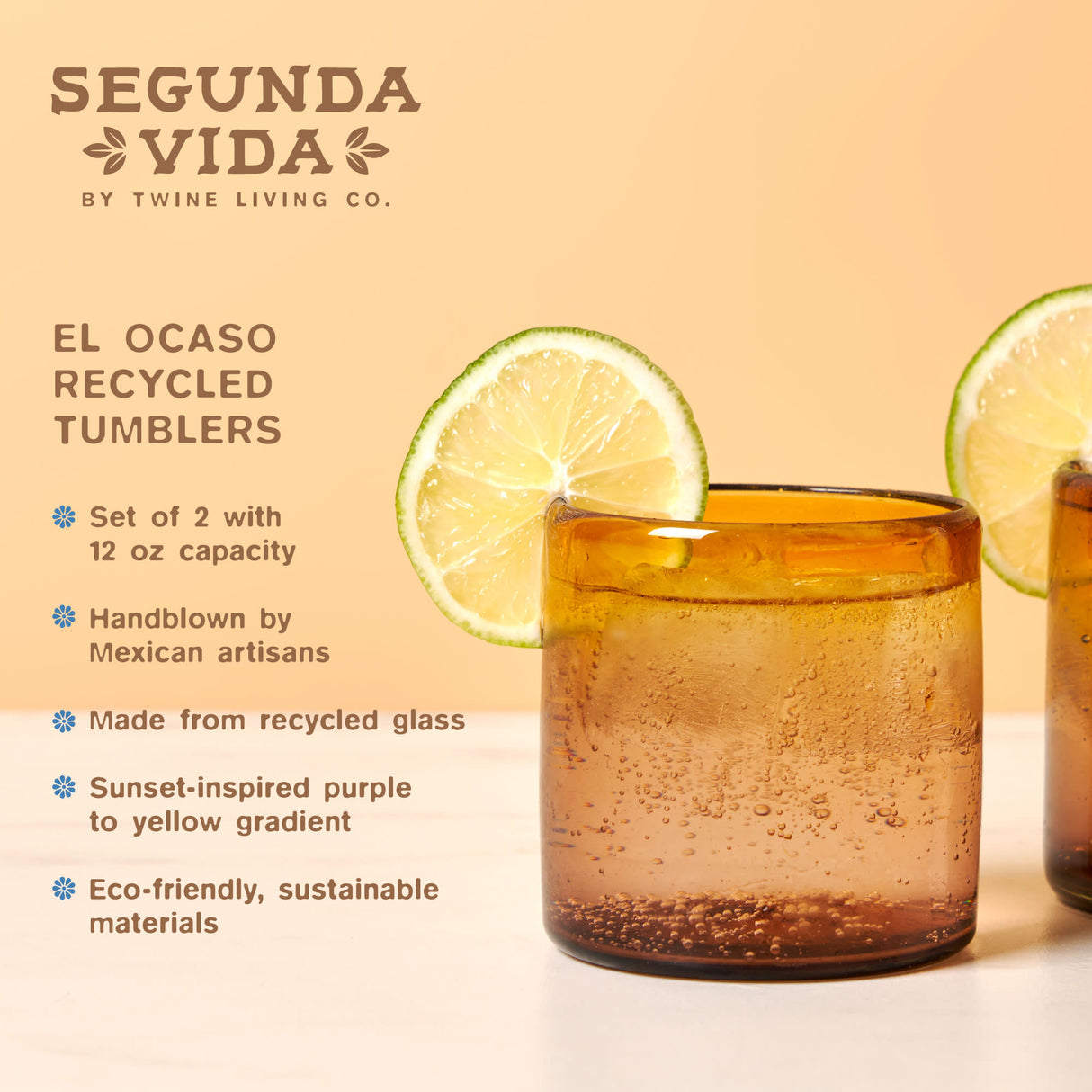 Segunda Vida El Ocaso Recycled Tumblers, Set of 2
