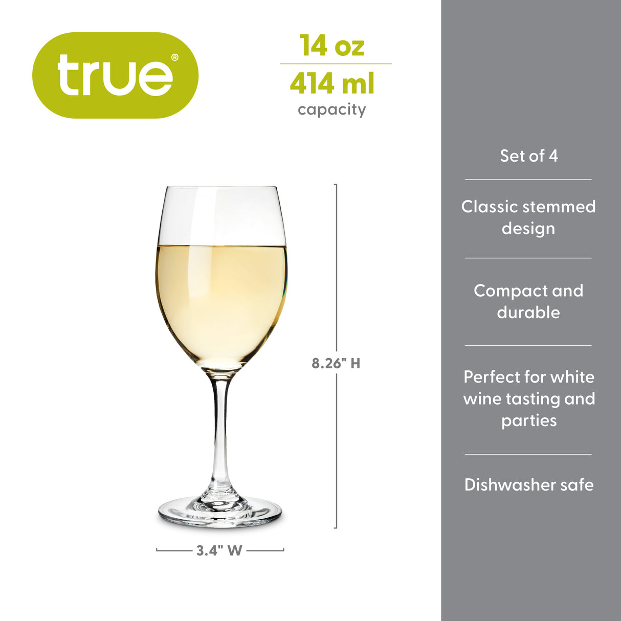Estate 14 oz White Wine Tasting Glass, Set of 4