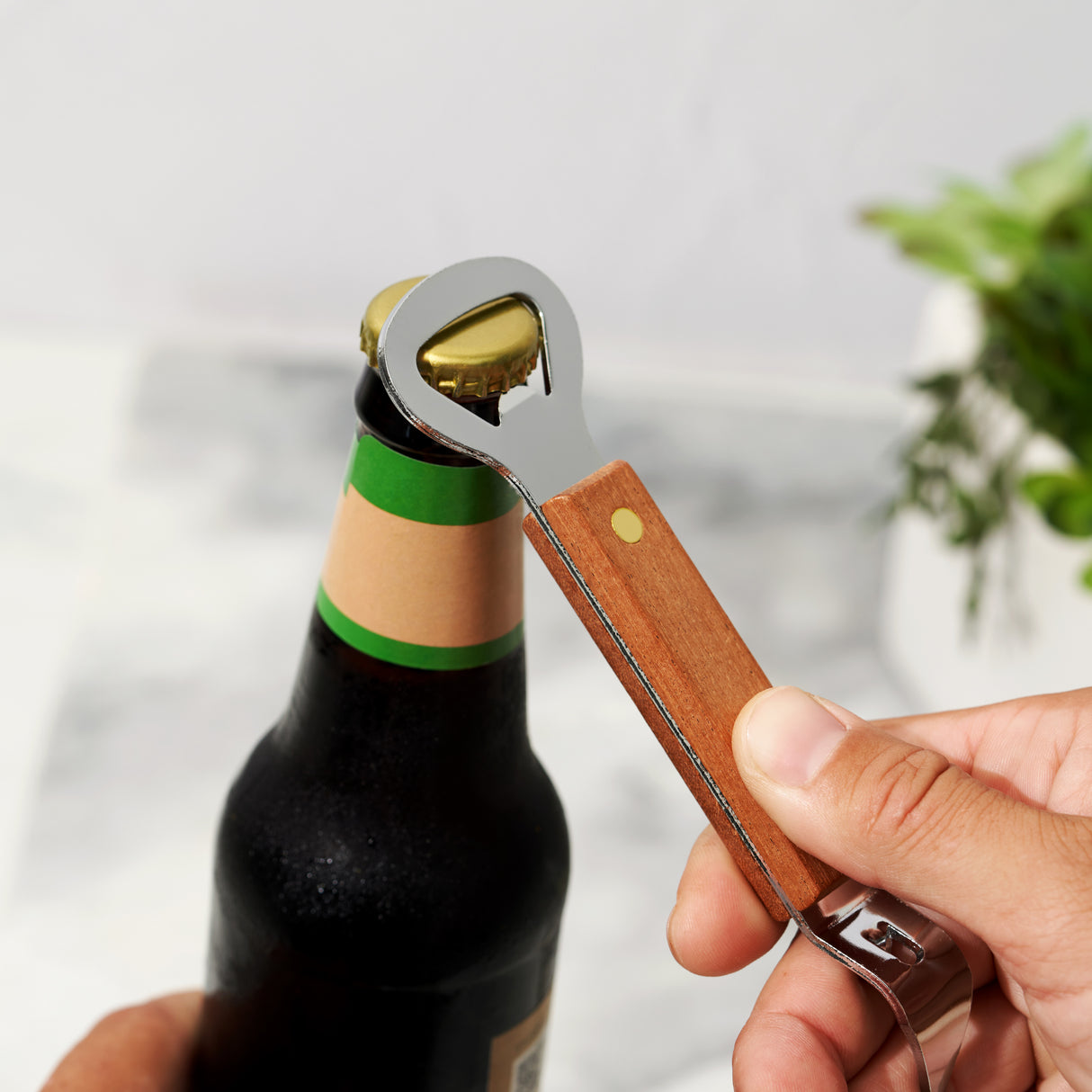 Church Key Bottle Opener with Wood Handle