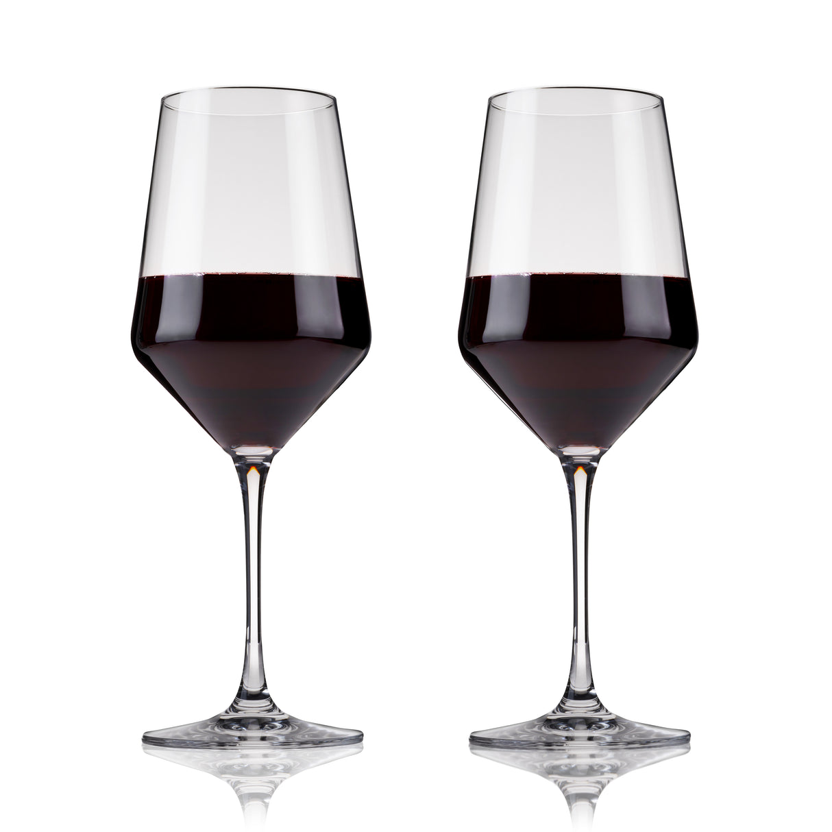 Raye Crystal Angled Bordeaux Glasses, Set of 2