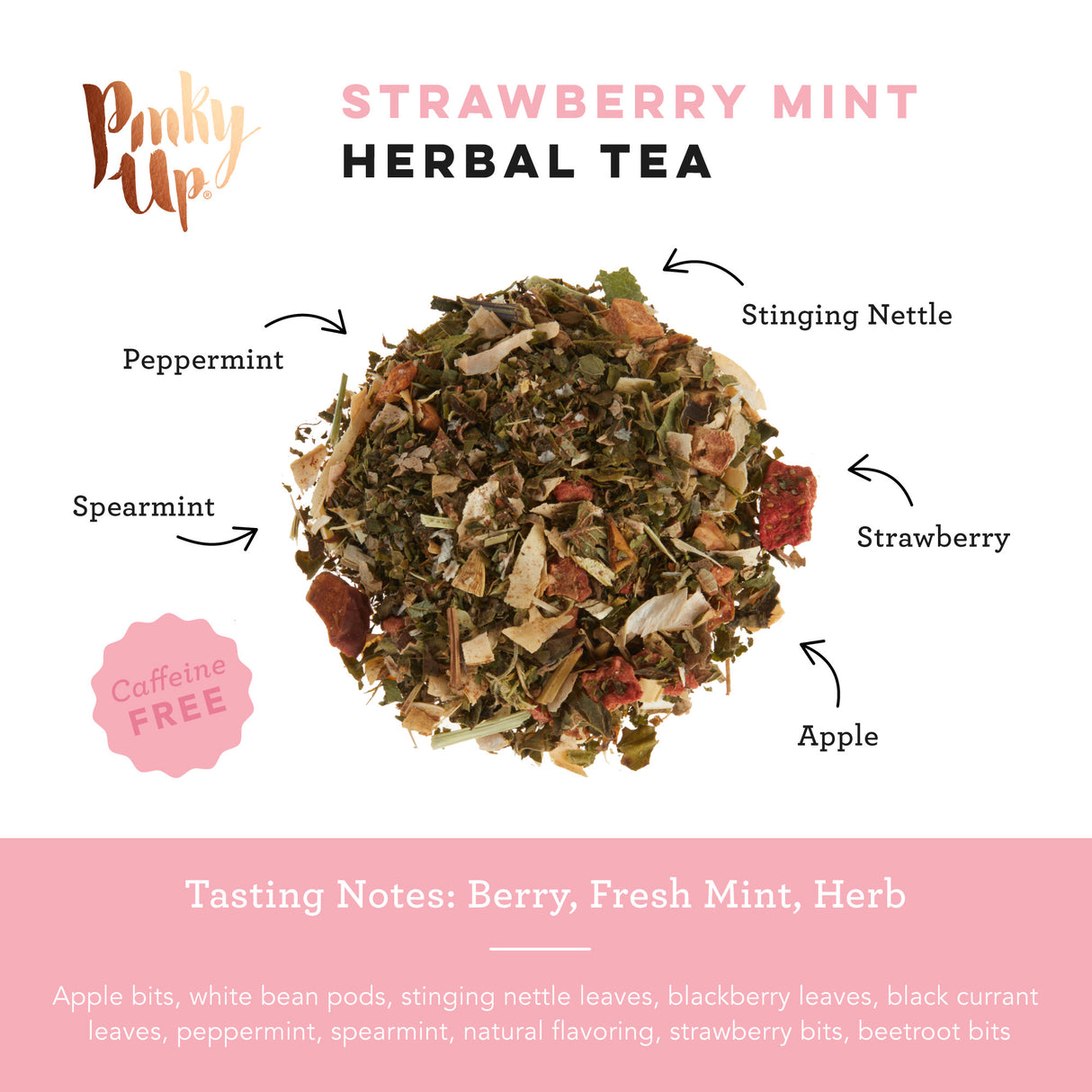 Strawberry Mint Herbal Tea, 15 Sachets