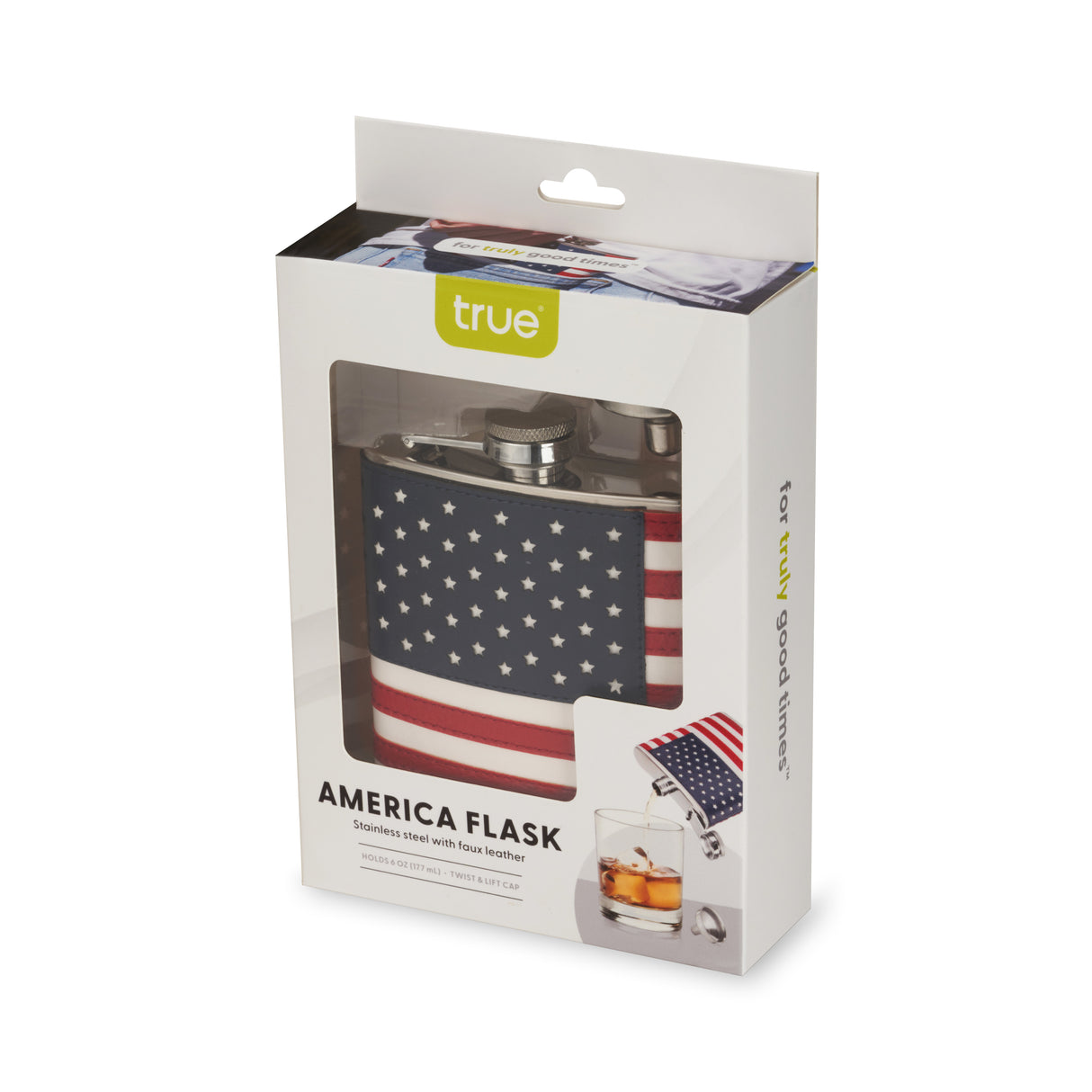 Trueflask 6 oz American Flag Flask with Funnel