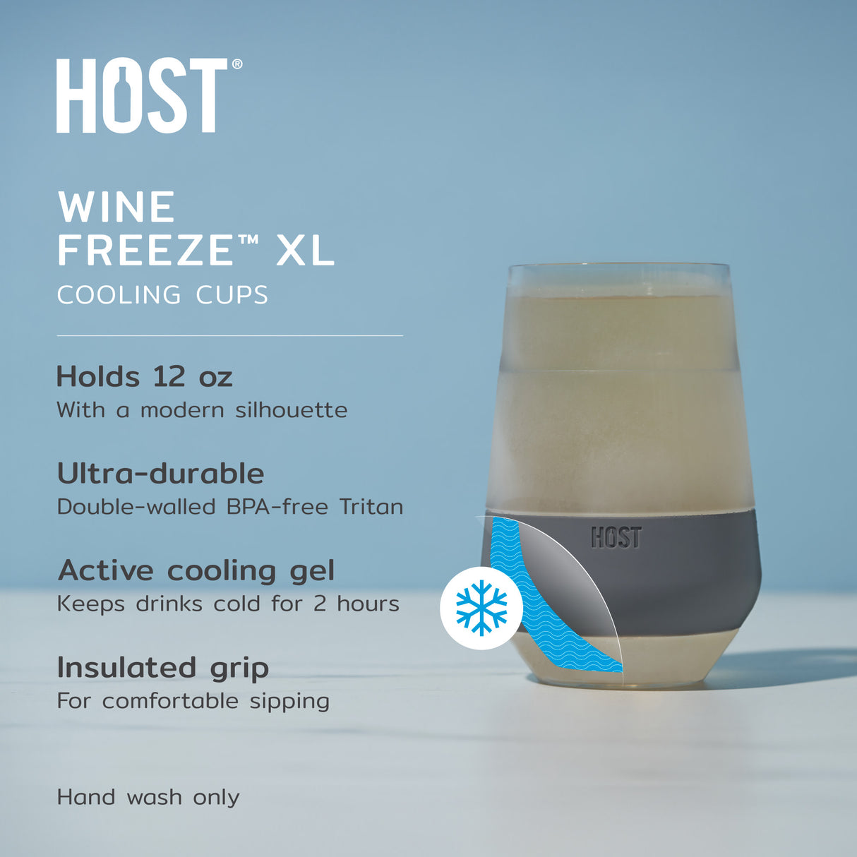 Wine FREEZE XL Cooling Cup in Gray, Set of 2