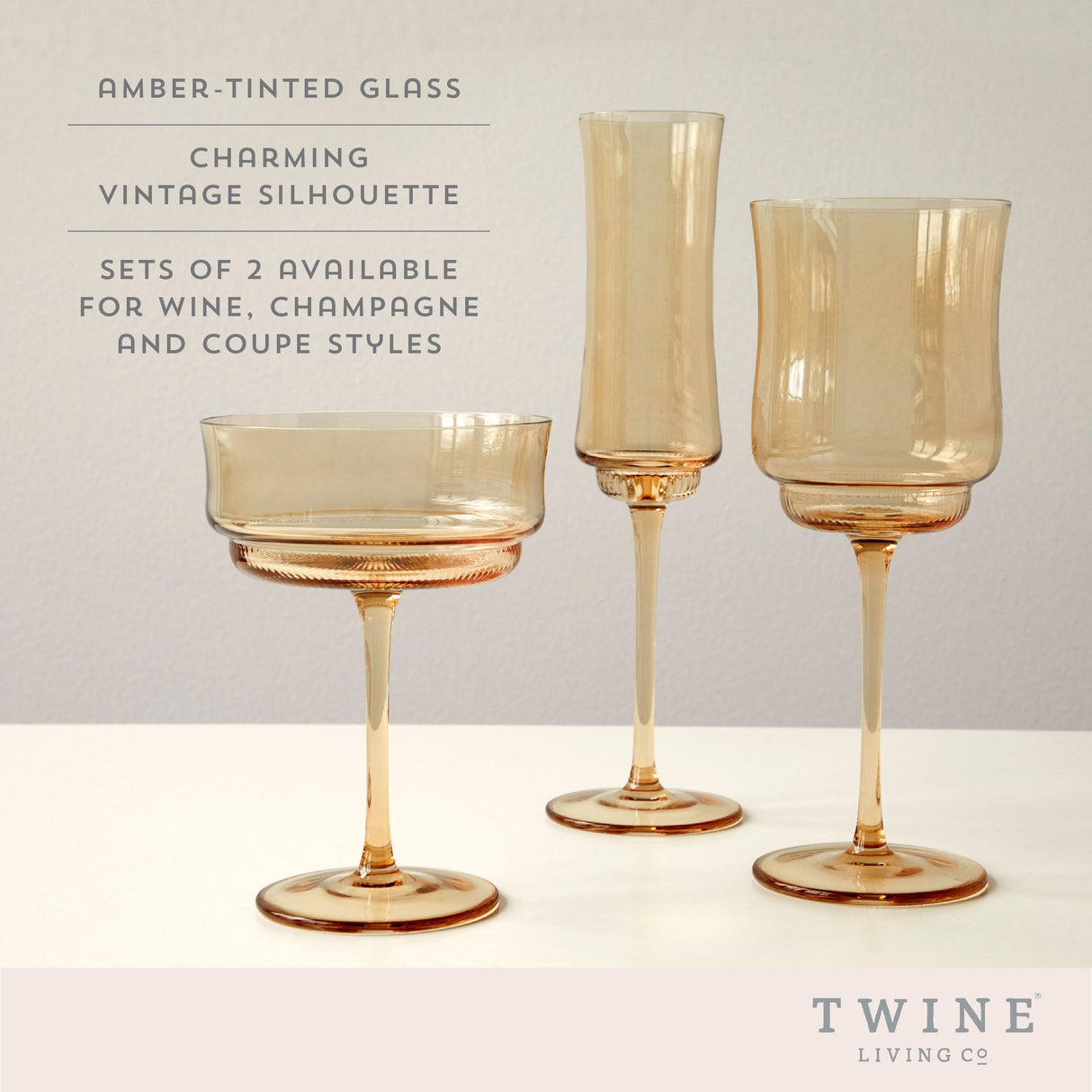 Tulip Coupe Glasses in Amber, Set of 2