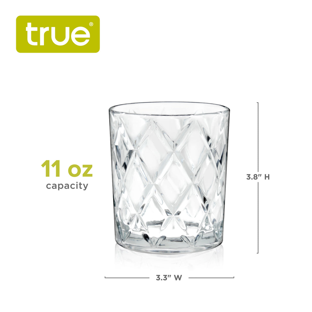 Scotch 11 oz Diamond Cut Tumbler Glasses, Set of 4