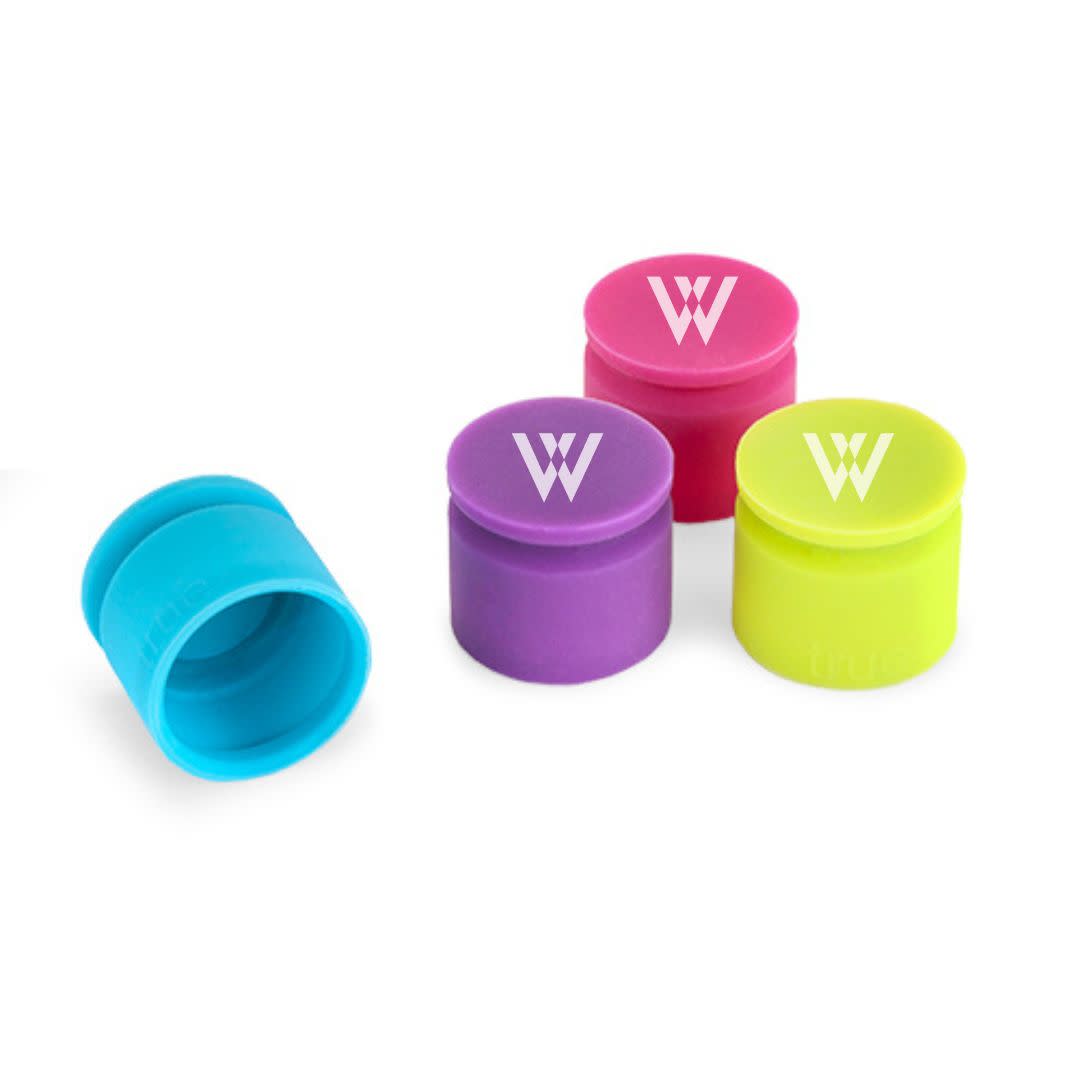 TrueCap Silicone Bottle Stopper in Assorted Jewel Tones, Set of 4