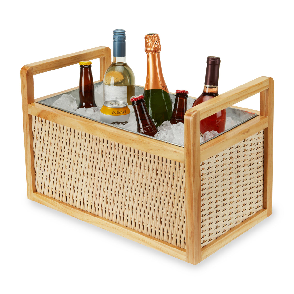 Rattan & Wood Beverage Tub