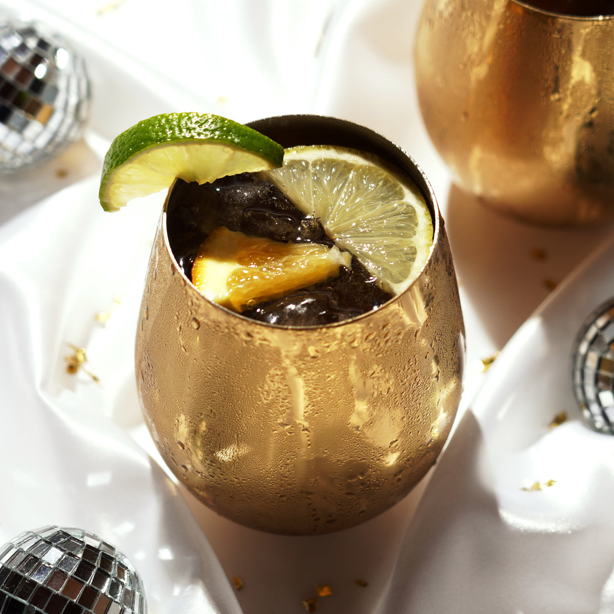 Belmont Stemless Wine Glasses in Gold, Set of 2