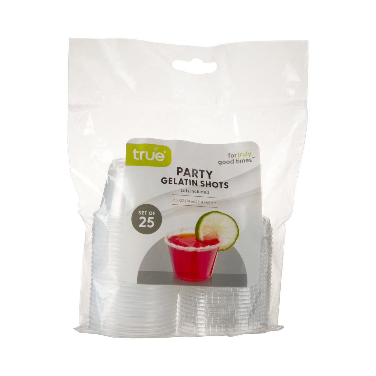 Party 2.5 oz Plastic Gelatin Shot Cups with Lids in Clear, Set of 25