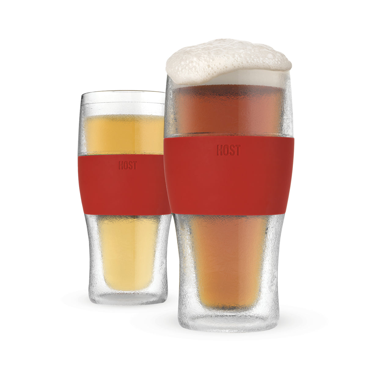 Beer FREEZE Cooling Cup in Crimson Red, Set of 2