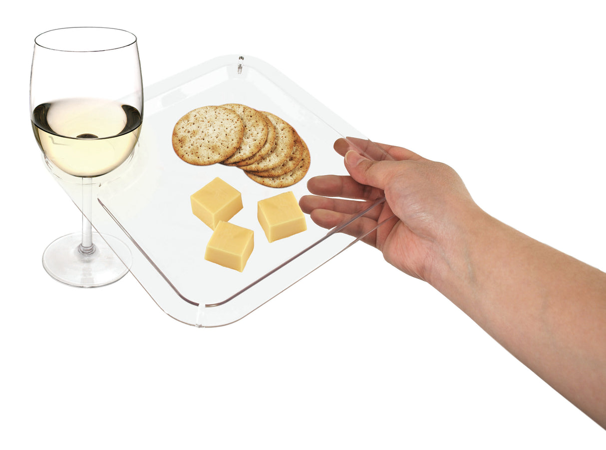 Acrylic Appetizer Plate & Wine Glass Holder, Bulk