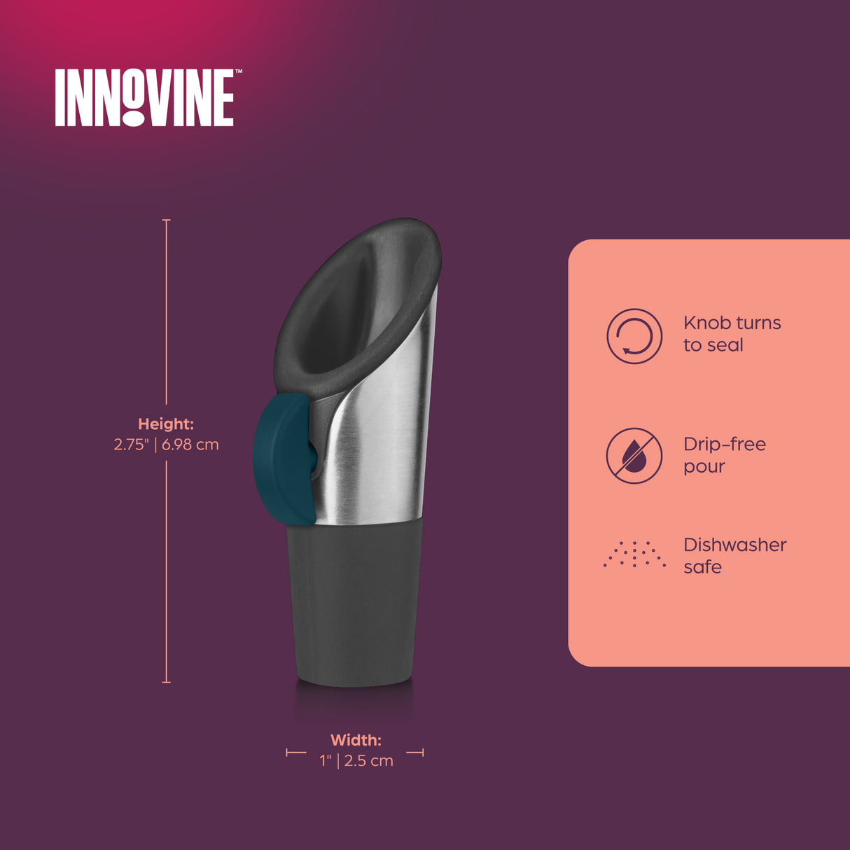 Wine Pourer and Stopper in Deep Teal