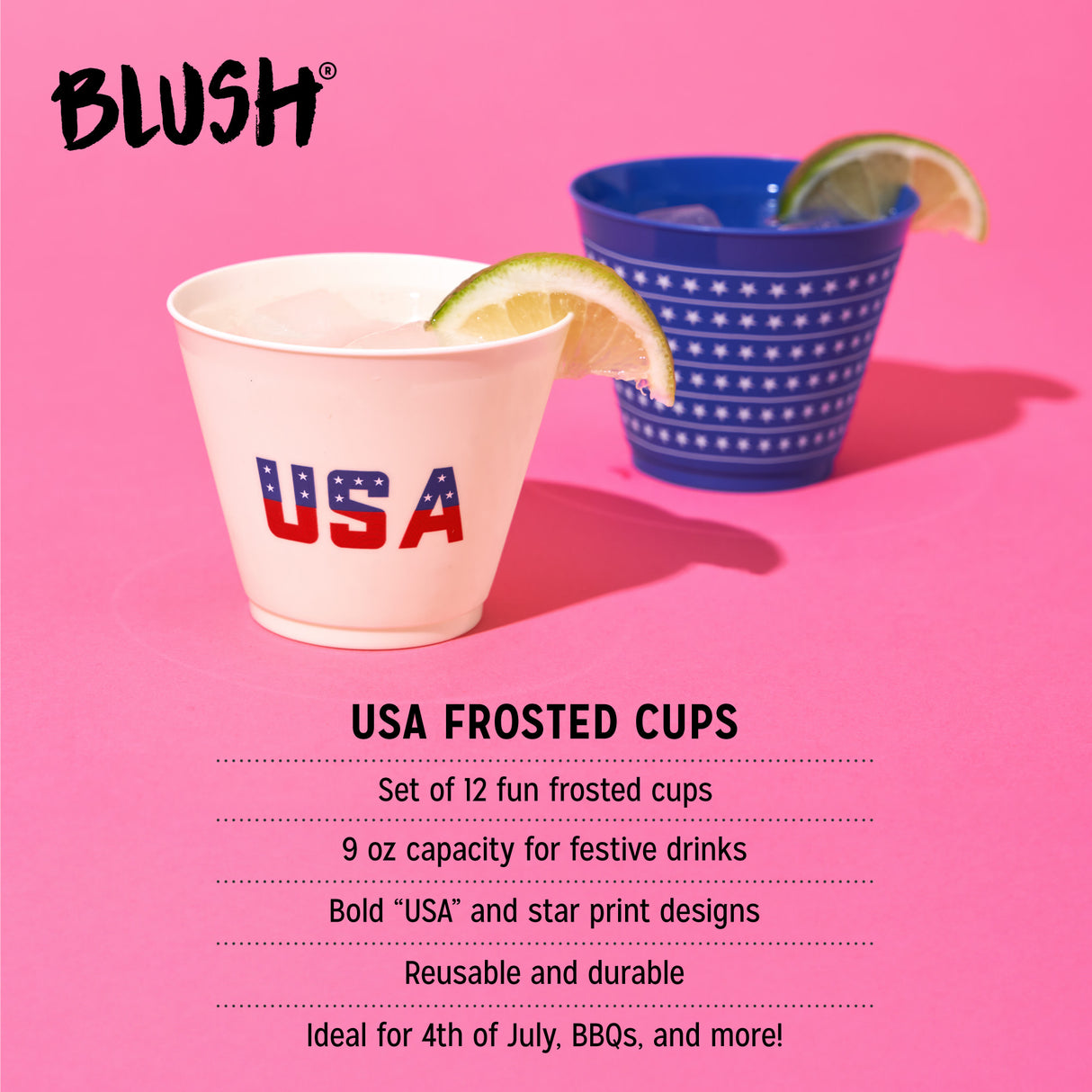 USA Frosted Cups, Set of 12