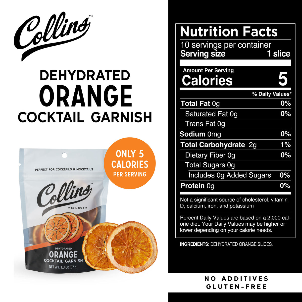 Dehydrated Orange Cocktail Garnish, 1.3 oz