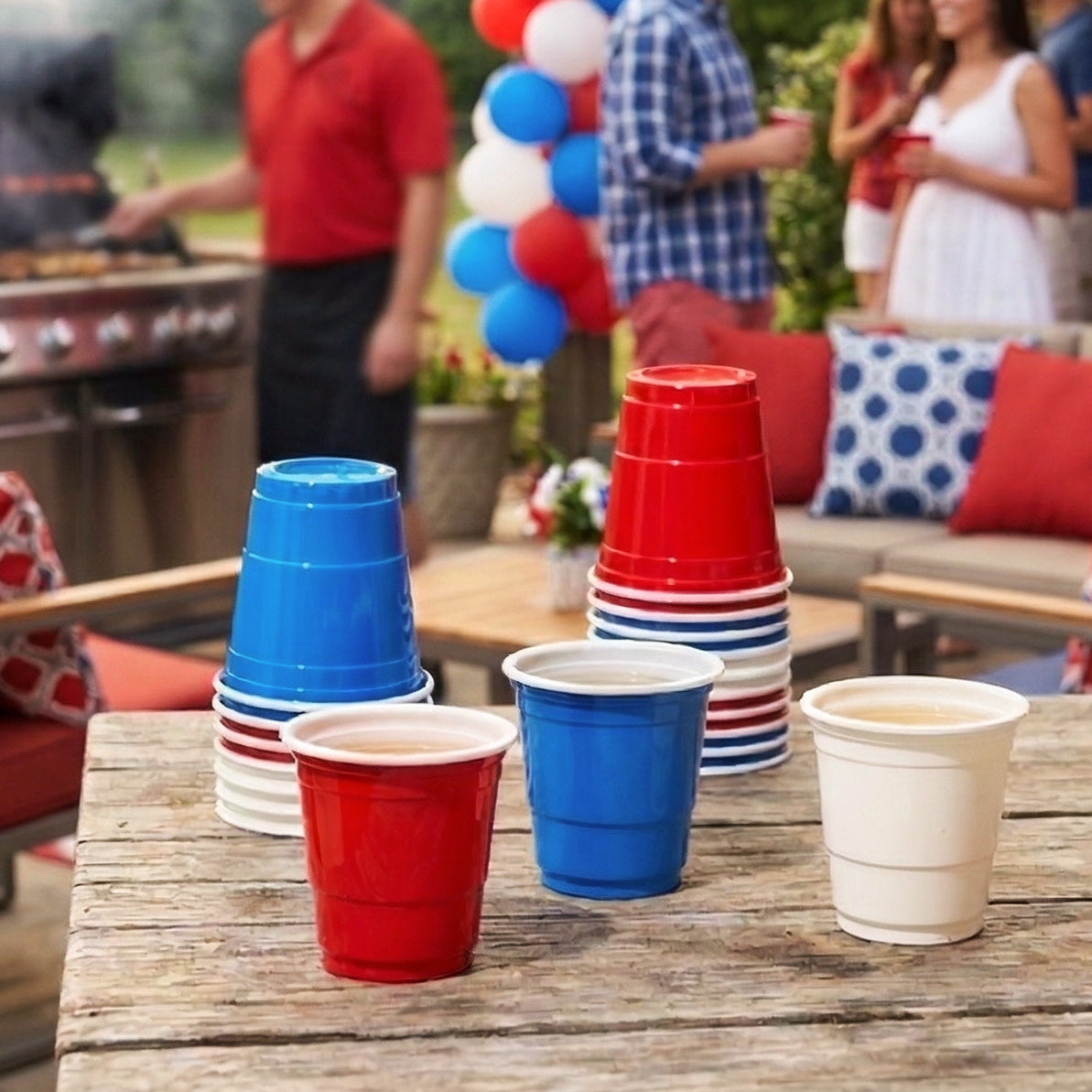 Party 1.75 oz Lil’ Liberties Mini Plastic Shot Cups in Red, White & Blue, Set of 20