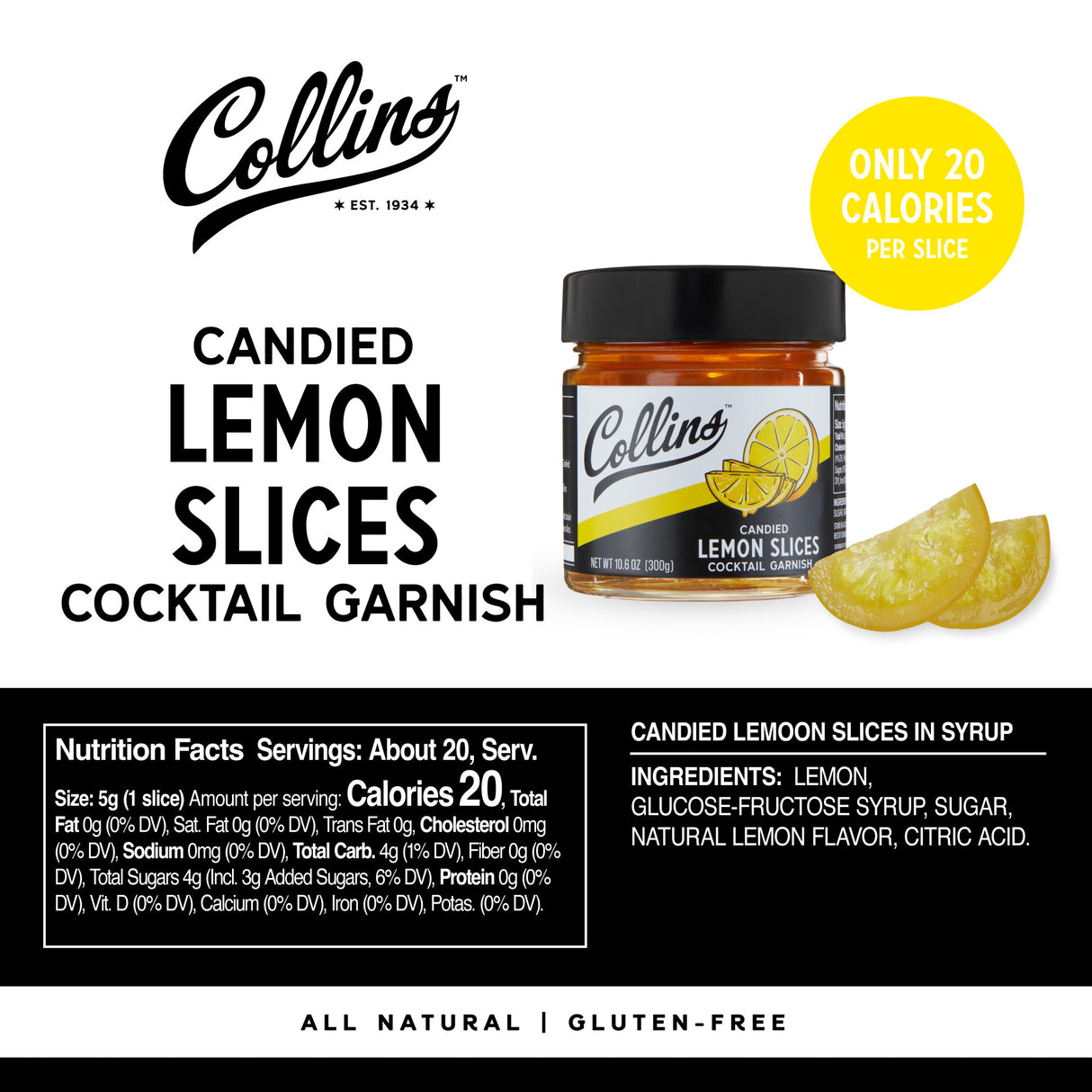 Candied Lemon Slices in Syrup, 10.6 oz