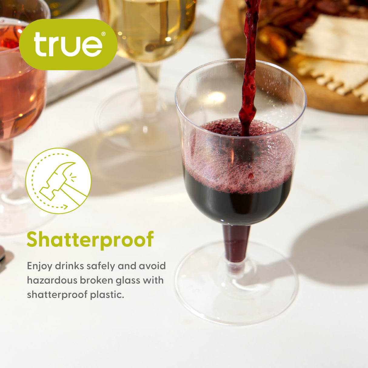 Party 6 oz Plastic Stemmed Wine Cups in Clear, Set of 8