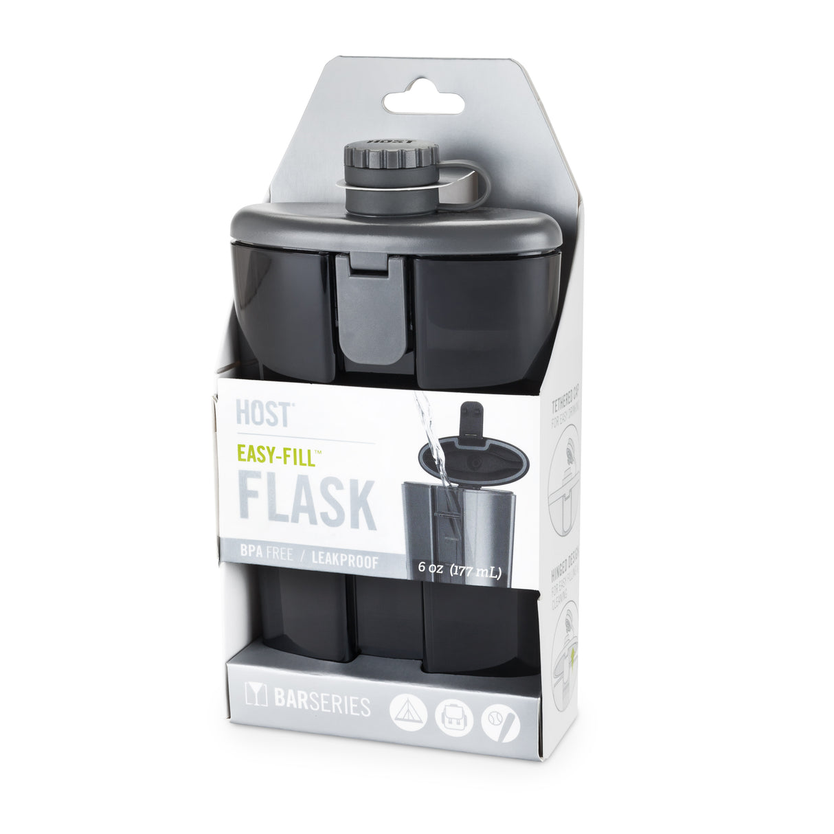 Easy-Fill 6 oz Plastic Flask in Gray