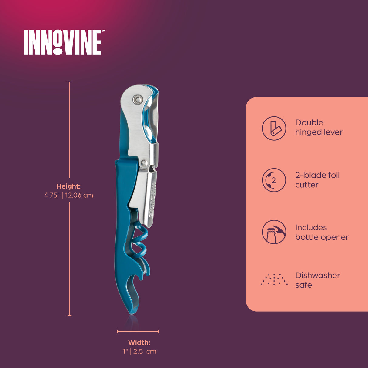 Double Hinge Corkscrew in Deep Teal