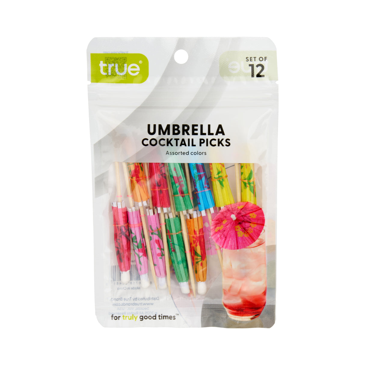 Party Umbrella Cocktail Picks in Assorted Colors, Set of 12