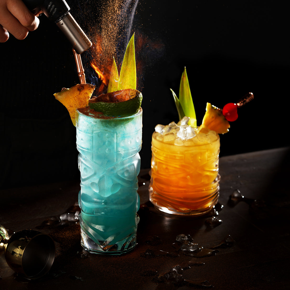 Pacific Crystal Tiki Glasses, Set of 2