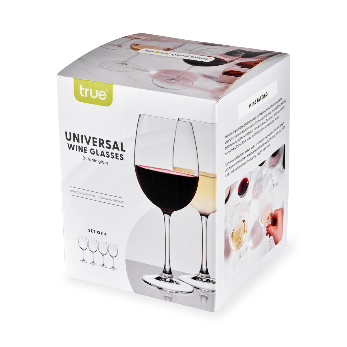 Universal 16 oz Red and White Wine Tasting Glasses, Set of 4