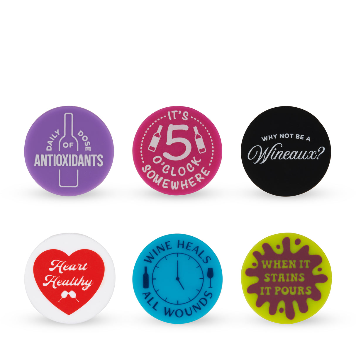 Witty Wine Stoppers in Assorted Colors, Set of 2
