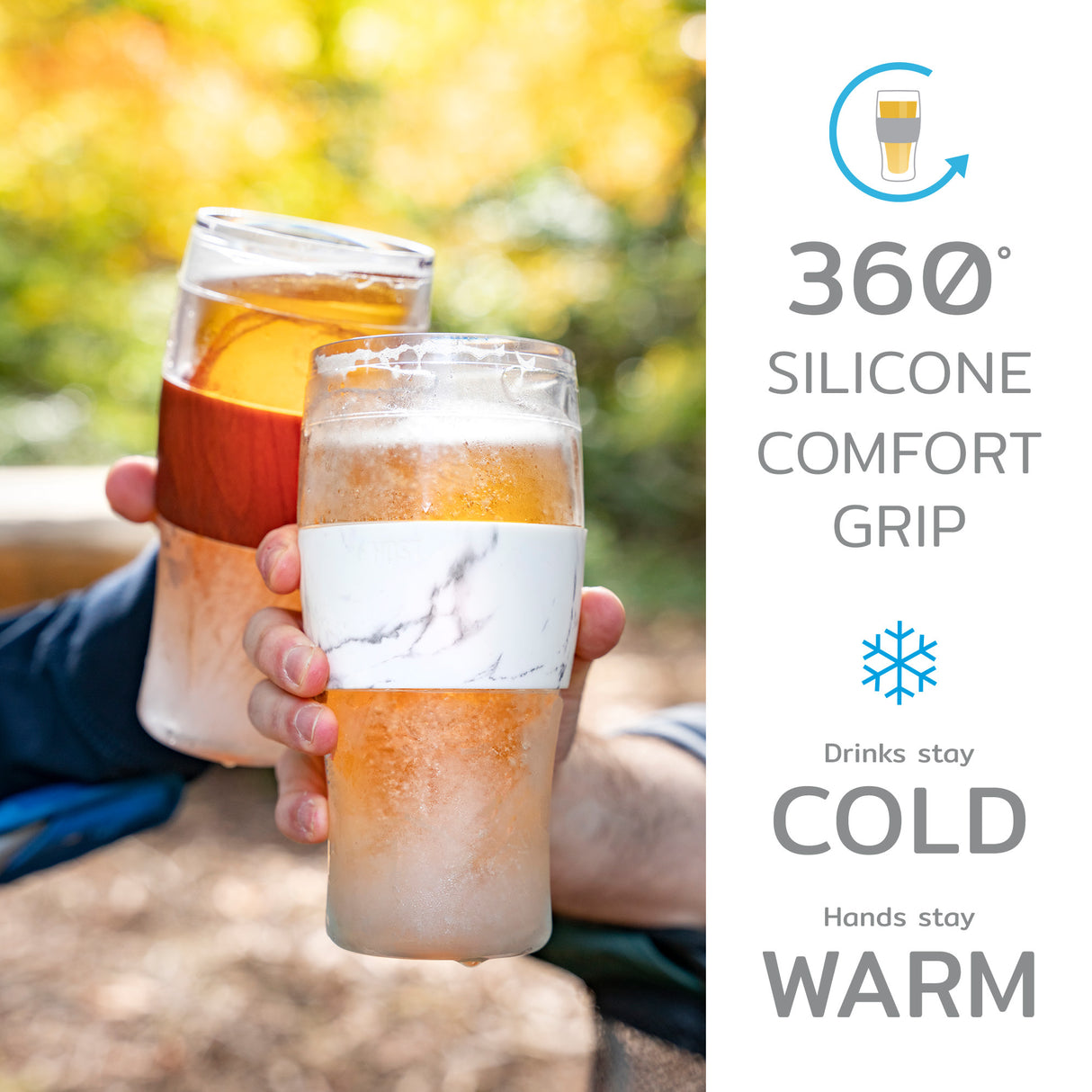 Beer FREEZE Cooling Cup in Crimson Red, Set of 2