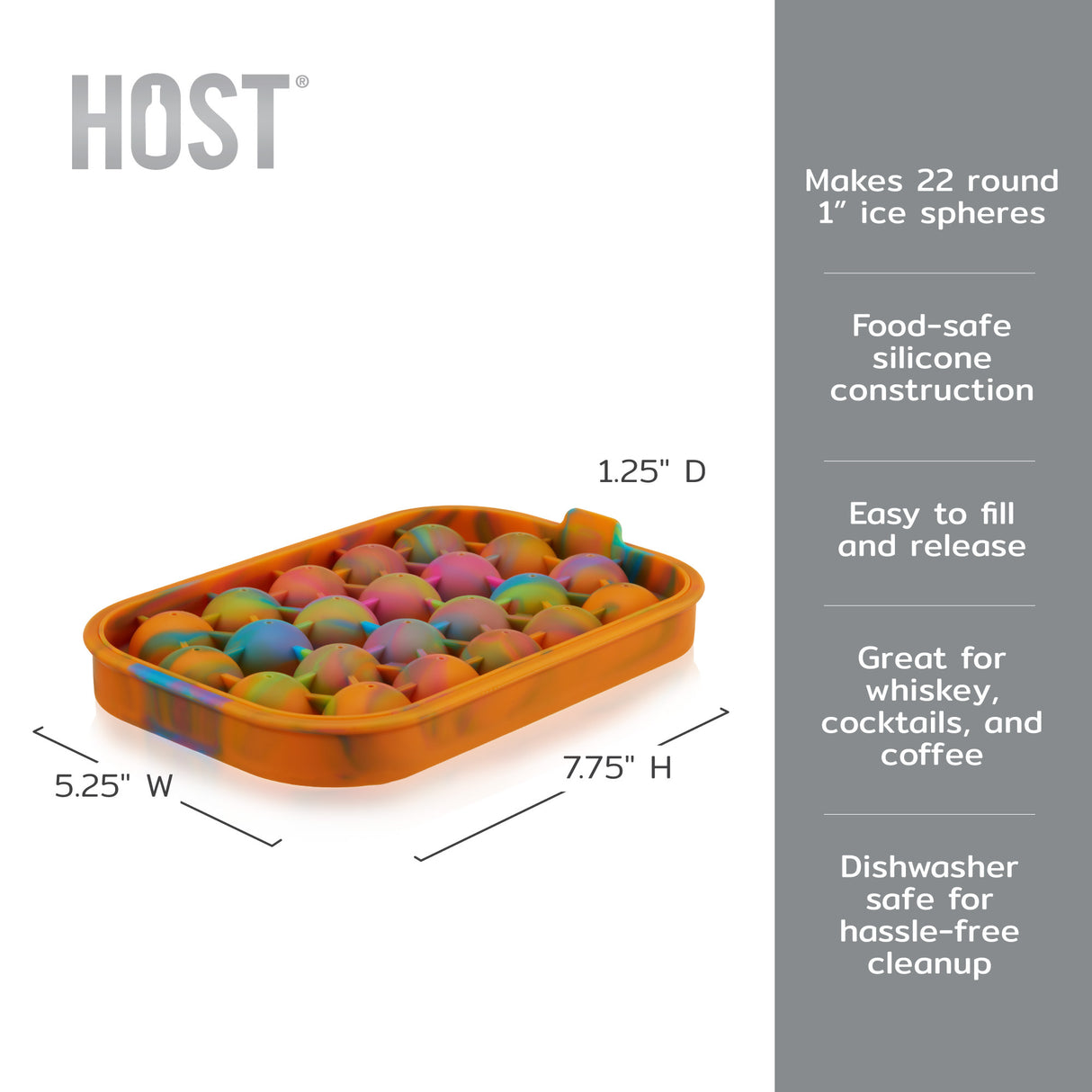 Silicone 1" Ice Sphere Mold in Colored Marble
