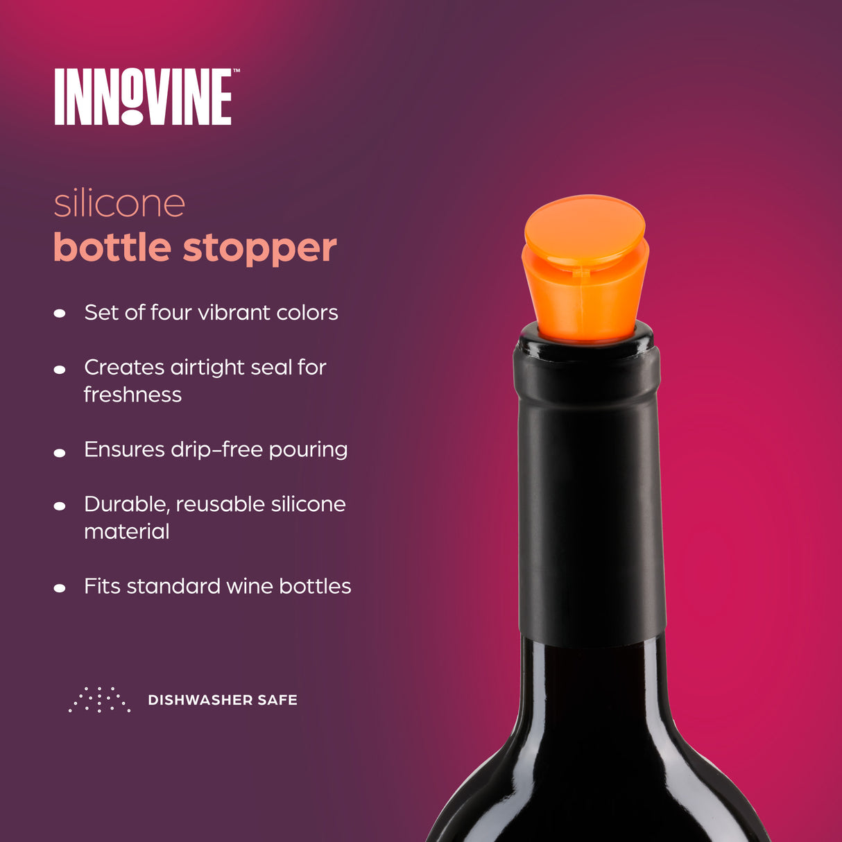 Silicone Bottle Stoppers, Set of 4